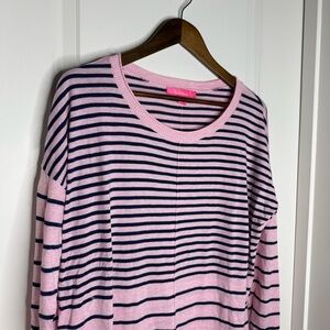 Lilly Pulitzer Melenie "Cool-Max" Sweater in Heathered Pink Tropics Stripe, L